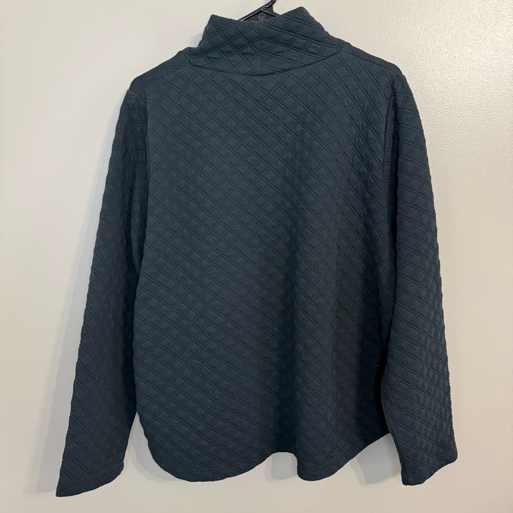 J.Crew Factory Black Quilted Texture Mock Neck Turtleneck Sweatshirt Women’s XXL - Picture 2 of 7